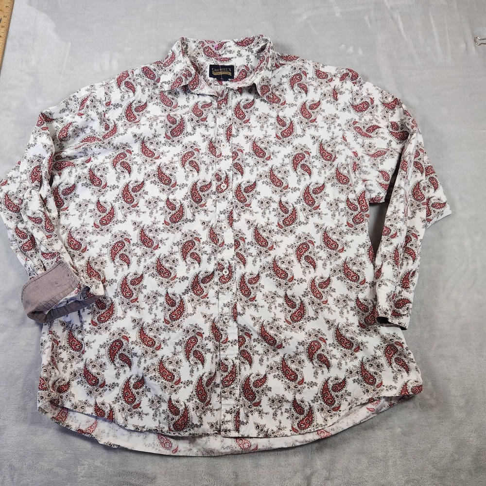 Men's Cremieux Premium Denim Multicolor Paisley Long Sleeve Button Up Shirt 2XL